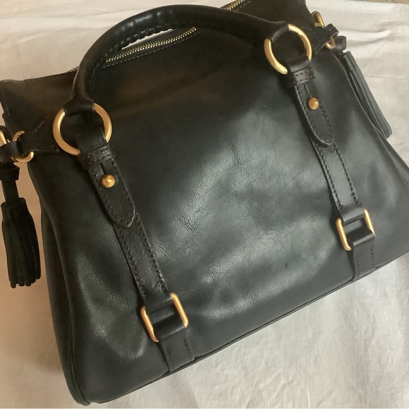 Dooney Bourke All Black Florentine Leather Small Buckle Satchel Bag - Picture 9 of 15